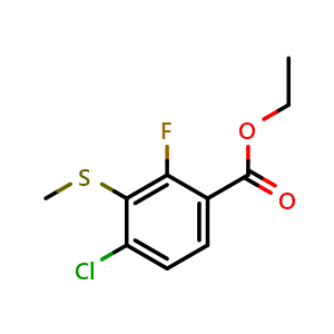 Chemical structure of Ethyl 4-chloro-2-fluoro-3-(methylthio)benzoate , CAS 2734775-42-7, AChemBlock X180590