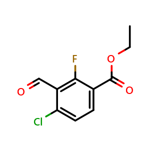 Chemical structure of Ethyl 4-chloro-2-fluoro-3-formylbenzoate , CAS 2385472-94-4, AChemBlock X180592