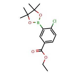Chemical structure of Ethyl 4-chloro-3-(4,4,5,5-tetramethyl-1,3,2-dioxaborolan-2-yl)benzoate , CAS 1523239-42-0, AChemBlock X180593