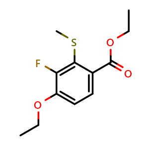 Chemical structure of Ethyl 4-ethoxy-3-fluoro-2-(methylthio)benzoate , CAS 2755721-80-1, AChemBlock X180605
