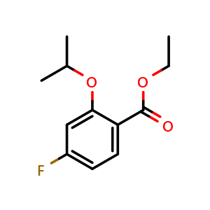 Chemical structure of ethyl 4-fluoro-2-isopropoxybenzoate , CAS 2586126-97-6, AChemBlock X180610