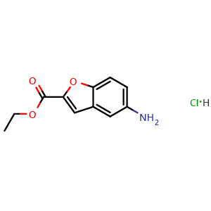 Chemical structure of Ethyl 5-aminobenzofuran-2-carboxylate hydrochloride , CAS 183288-42-8, AChemBlock X180642