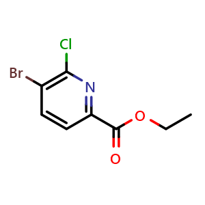 Chemical structure of Ethyl 5-bromo-6-chloropicolinate , CAS 1214337-57-1, AChemBlock X180658