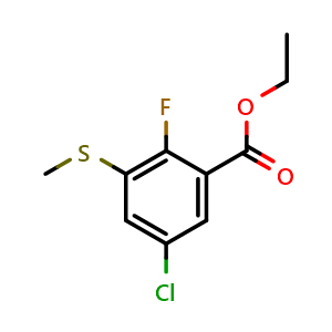 Chemical structure of Ethyl 5-chloro-2-fluoro-3-(methylthio)benzoate , CAS 2755717-51-0, AChemBlock X180663