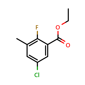 Chemical structure of Ethyl 5-chloro-2-fluoro-3-methylbenzoate , CAS 1503995-24-1, AChemBlock X180667
