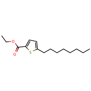 Chemical structure of Ethyl 5-octylthiophene-2-carboxylate , CAS 2624417-51-0, AChemBlock X180685