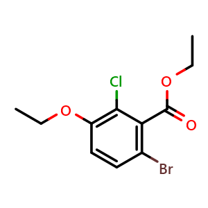Chemical structure of Ethyl 6-bromo-2-chloro-3-ethoxybenzoate , CAS 2384335-29-7, AChemBlock X180692