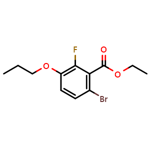 Chemical structure of Ethyl 6-bromo-2-fluoro-3-propoxybenzoate , CAS 2734772-63-3, AChemBlock X180693