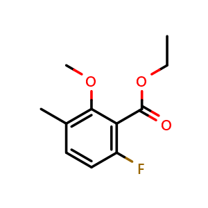 Chemical structure of Ethyl 6-fluoro-2-methoxy-3-methylbenzoate , CAS 2112934-17-3, AChemBlock X180703