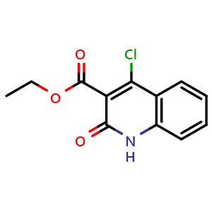 Chemical structure of ethyl ester of 4-chloro-2-oxo-1,2-dihydroquinoline-3-carboxylic acid , CAS 99429-64-8, AChemBlock X180714