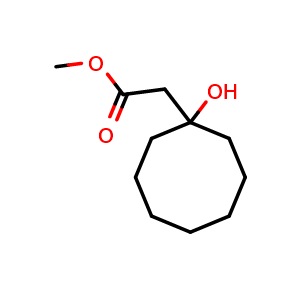 Chemical structure of Methyl 2-(1-hydroxycyclooctyl)acetate , CAS 2757730-07-5, AChemBlock X180763