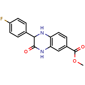 Chemical structure of methyl 2-(4-fluorophenyl)-3-oxo-1,2,3,4-tetrahydroquinoxaline-6-carboxylate , CAS 1268867-01-1, AChemBlock X180768