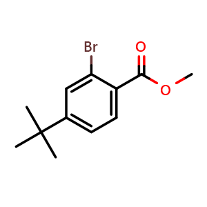 Chemical structure of methyl 2-bromo-4-(tert-butyl)benzoate , CAS 1633023-27-4, AChemBlock X180832