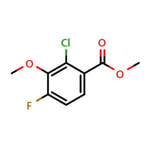 Chemical structure of Methyl 2-chloro-4-fluoro-3-methoxybenzoate , CAS 2386559-04-0, AChemBlock X180849