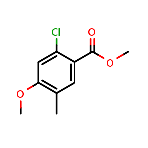 Chemical structure of Methyl 2-chloro-4-methoxy-5-methylbenzoate , CAS 2383235-64-9, AChemBlock X180851