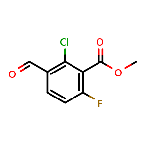 Chemical structure of Methyl 2-chloro-6-fluoro-3-formylbenzoate , CAS 1263283-36-8, AChemBlock X180856