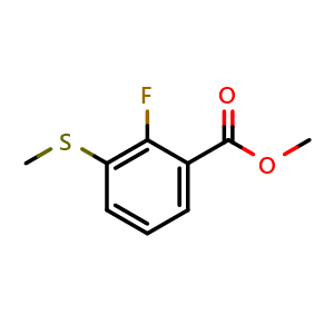 Chemical structure of methyl 2-fluoro-3-(methylthio)benzoate , CAS 1499994-01-2, AChemBlock X180869