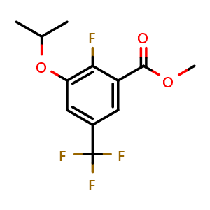 Chemical structure of Methyl 2-fluoro-3-isopropoxy-5-(trifluoromethyl)benzoate , CAS 2586126-15-8, AChemBlock X180877