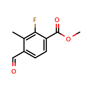 Chemical structure of Methyl 2-fluoro-4-formyl-3-methylbenzoate , CAS 2384987-48-6, AChemBlock X180882