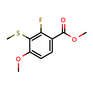 Chemical structure of Methyl 2-fluoro-4-methoxy-3-(methylthio)benzoate , CAS 1824073-83-7, AChemBlock X180883