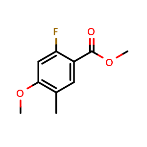 Chemical structure of Methyl 2-fluoro-4-methoxy-5-methylbenzoate , CAS 2112658-08-7, AChemBlock X180885