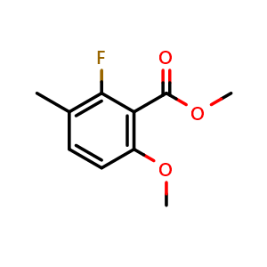 Chemical structure of Methyl 2-fluoro-6-methoxy-3-methylbenzoate , CAS 2114517-77-8, AChemBlock X180893