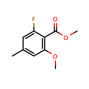 Chemical structure of Methyl 2-fluoro-6-methoxy-4-methylbenzoate , CAS 2363154-96-3, AChemBlock X180894