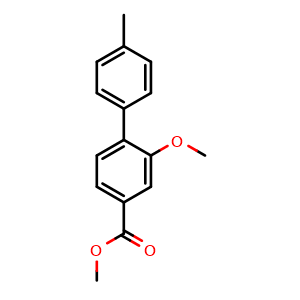 Chemical structure of Methyl 2-methoxy-4'-methyl-[1,1'-biphenyl]-4-carboxylate , CAS 2807464-93-1, AChemBlock X180904