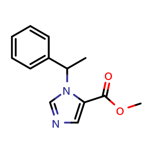 Chemical structure of methyl 3-(1-phenylethyl)imidazole-4-carboxylate , CAS 5377-20-8, AChemBlock X180910
