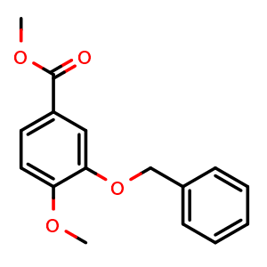 Chemical structure of methyl 3-(benzyloxy)-4-methoxy-benzoate , CAS 57535-57-6, AChemBlock X180921