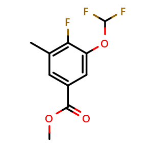 Chemical structure of Methyl 3-(difluoromethoxy)-4-fluoro-5-methylbenzoate , CAS 2387234-23-1, AChemBlock X180924