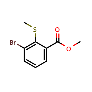 Chemical structure of Methyl 3-bromo-2-(methylthio)benzoate , CAS 2700884-51-9, AChemBlock X180948