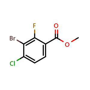 Chemical structure of Methyl 3-bromo-4-chloro-2-fluorobenzoate , CAS 1804897-28-6, AChemBlock X180960
