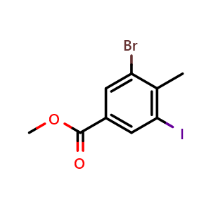 Chemical structure of Methyl 3-bromo-5-iodo-4-methylbenzoate , CAS 905712-38-1, AChemBlock X180965