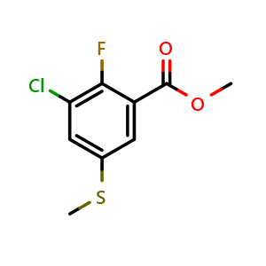 Chemical structure of Methyl 3-chloro-2-fluoro-5-(methylthio)benzoate , CAS 2764729-77-1, AChemBlock X180971