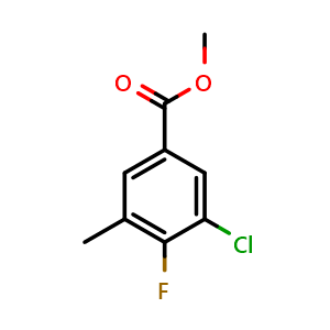 Chemical structure of Methyl 3-chloro-4-fluoro-5-methylbenzoate , CAS 1509153-03-0, AChemBlock X180975