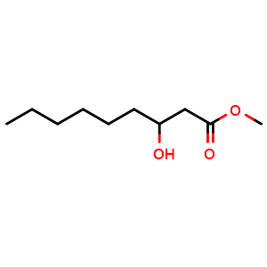 Chemical structure of Methyl 3-hydroxynonanoate , CAS 83968-06-3, AChemBlock X181016