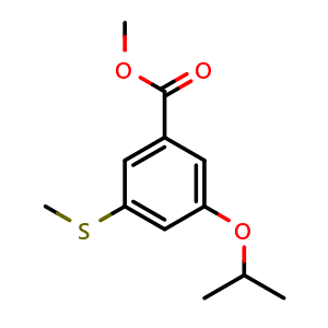 Chemical structure of Methyl 3-isopropoxy-5-(methylthio)benzoate , CAS 2807443-64-5, AChemBlock X181022