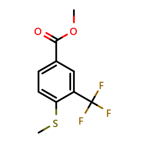 Chemical structure of Methyl 4-(methylthio)-3-(trifluoromethyl)benzoate , CAS 1005206-20-1, AChemBlock X181046