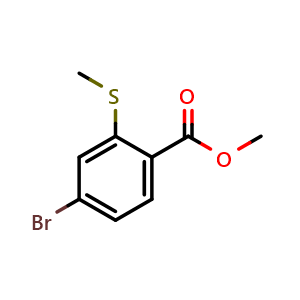Chemical structure of Methyl 4-bromo-2-(methylthio)benzoate , CAS 1824127-03-8, AChemBlock X181059