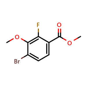 Chemical structure of Methyl 4-bromo-2-fluoro-3-methoxybenzoate , CAS 908248-31-7, AChemBlock X181066