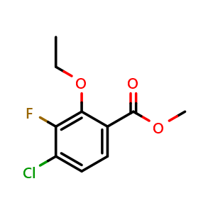 Chemical structure of Methyl 4-chloro-2-ethoxy-3-fluorobenzoate , CAS 2385055-80-9, AChemBlock X181077