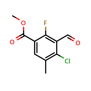 Chemical structure of Methyl 4-chloro-2-fluoro-3-formyl-5-methylbenzoate , CAS 2764732-32-1, AChemBlock X181079