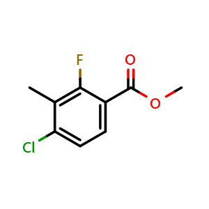 Chemical structure of Methyl 4-chloro-2-fluoro-3-methylbenzoate , CAS 153556-53-7, AChemBlock X181080