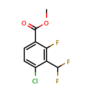 Chemical structure of Methyl 4-chloro-3-(difluoromethyl)-2-fluorobenzoate , CAS 2386130-74-9, AChemBlock X181083