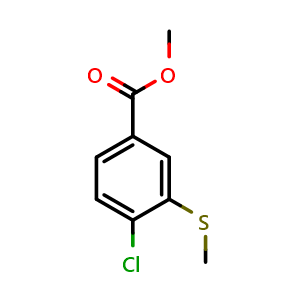 Chemical structure of Methyl 4-chloro-3-(methylthio)benzoate , CAS 166811-70-7, AChemBlock X181084