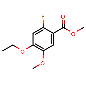 Chemical structure of Methyl 4-ethoxy-2-fluoro-5-methoxybenzoate , CAS 2383800-34-6, AChemBlock X181091