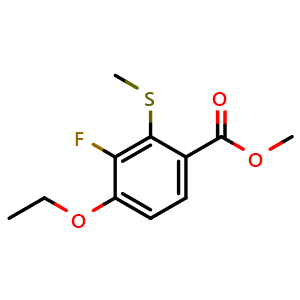 Chemical structure of Methyl 4-ethoxy-3-fluoro-2-(methylthio)benzoate , CAS 2764733-35-7, AChemBlock X181093