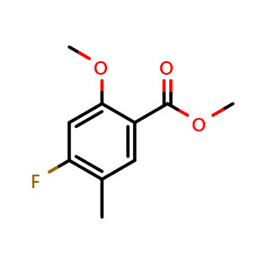 Chemical structure of Methyl 4-fluoro-2-methoxy-5-methylbenzoate , CAS 2121969-24-0, AChemBlock X181100