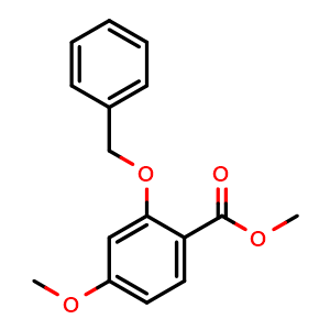 Chemical structure of Methyl 4-methoxy-2-phenylmethoxybenzoate , CAS 13618-48-9, AChemBlock X181115